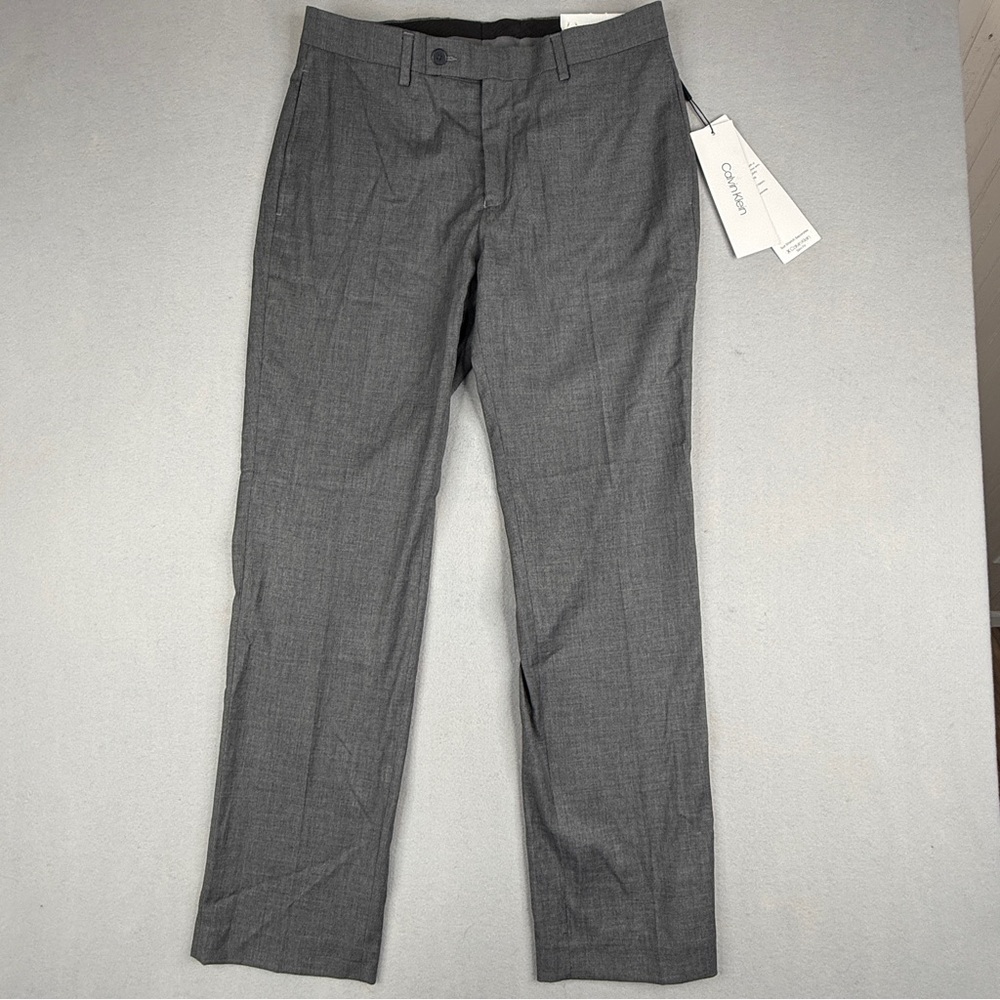 Calvin Klein Slim Fit Gray Dress Pants 32x30 Stretch NWT
